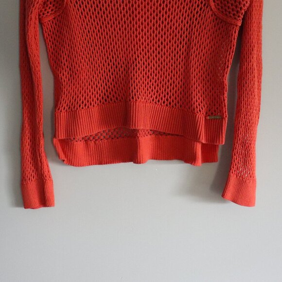 Michael Kors Womens Sz M Open Weave Lightweight Stretch Crochet Pullover Sweater - Picture 8 of 10